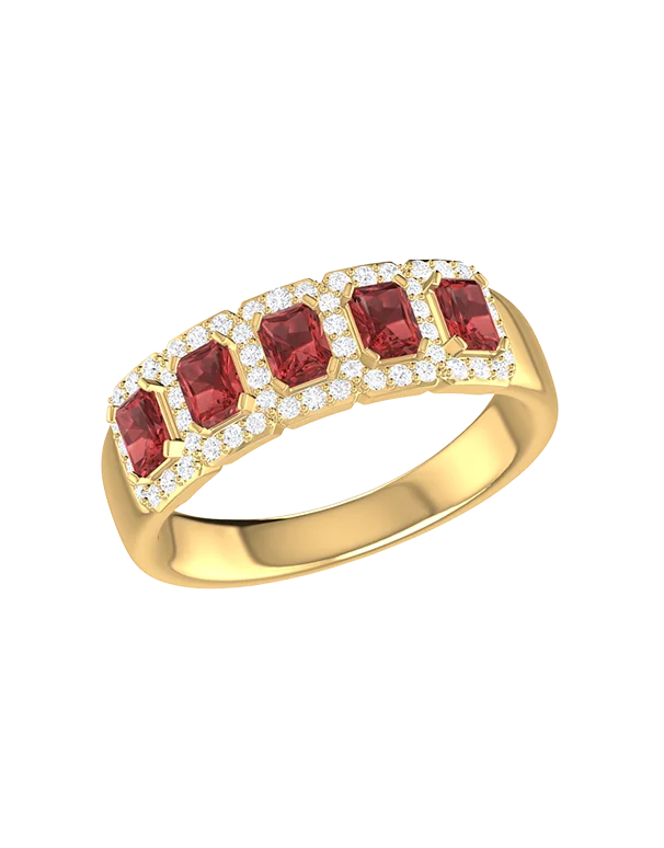 Garnet Ring - 10ct Yellow Gold Garnet & Diamond Ring - 787952