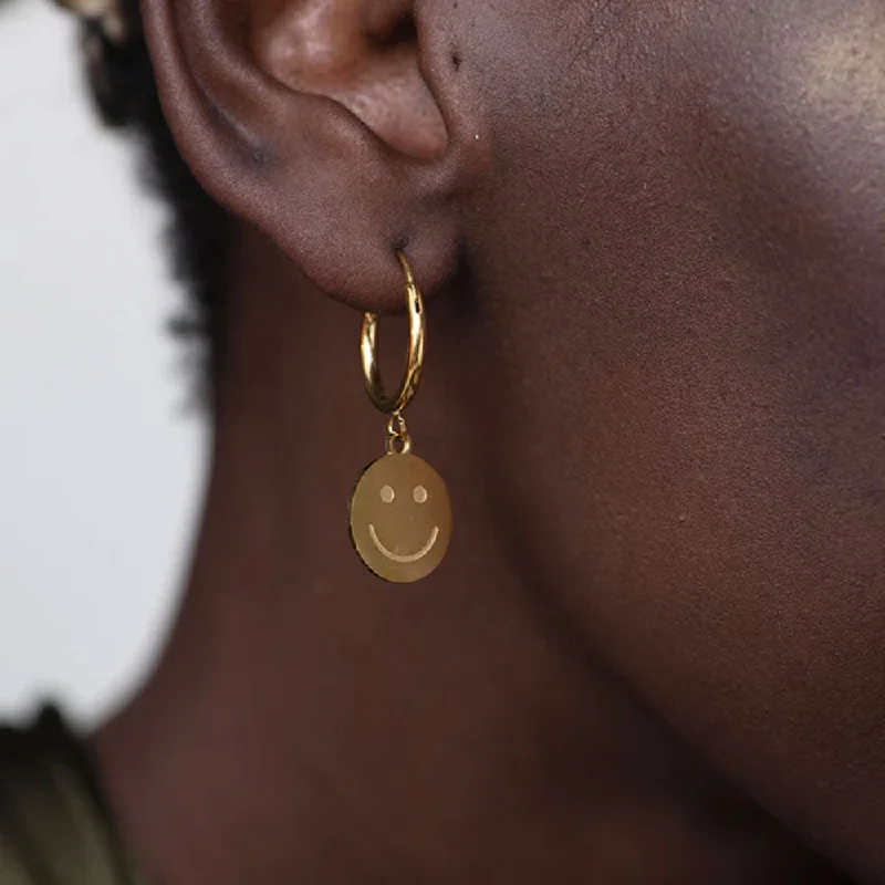 Smiley Face Hoop Earrings