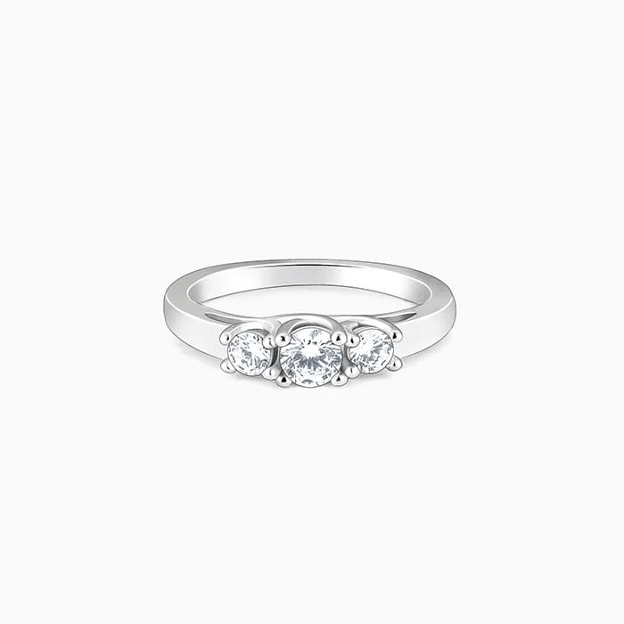 Silver Zircon Trilogy of Love Ring