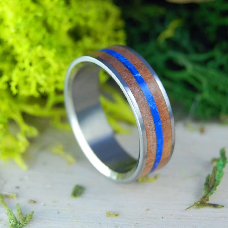 Cherry Wood Blues | Men's Cherry Wood, Sodalite Stone & Titanium Wedding Ring