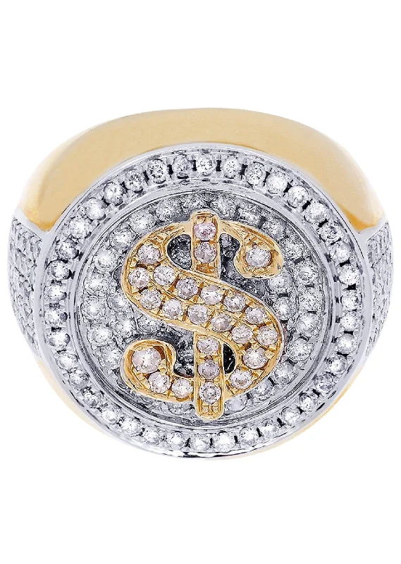 Money Sign Mens Diamond Ring / Pinky Diamond Ring| 1.78 Carats