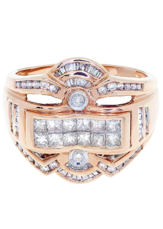 Rose Gold Mens Diamond Ring / Pinky Diamond Ring| 1.28 Carats