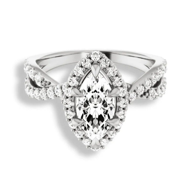 Marquise Cut Diamond Halo Engagement Ring