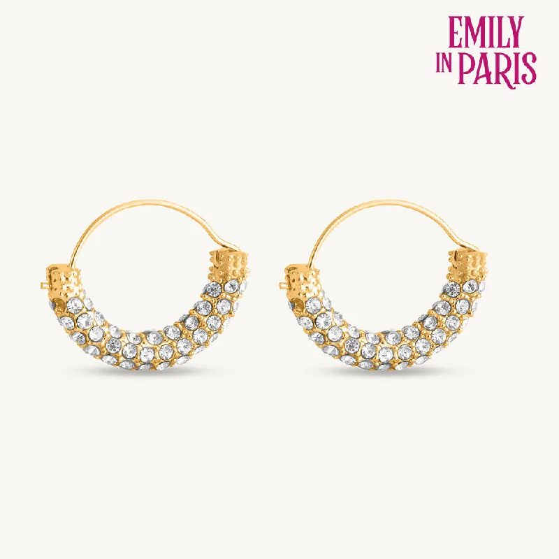 Stone Studded Gold Hoop Earrings