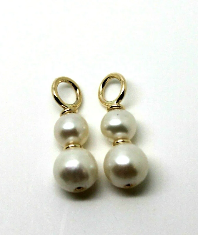 Genuine New 9Ct Yellow Gold 6mm & 8mm White Pearl Loop Earrings