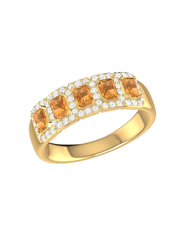 Citrine Ring - 10ct Yellow Gold Citrine & Diamond Ring - 787951