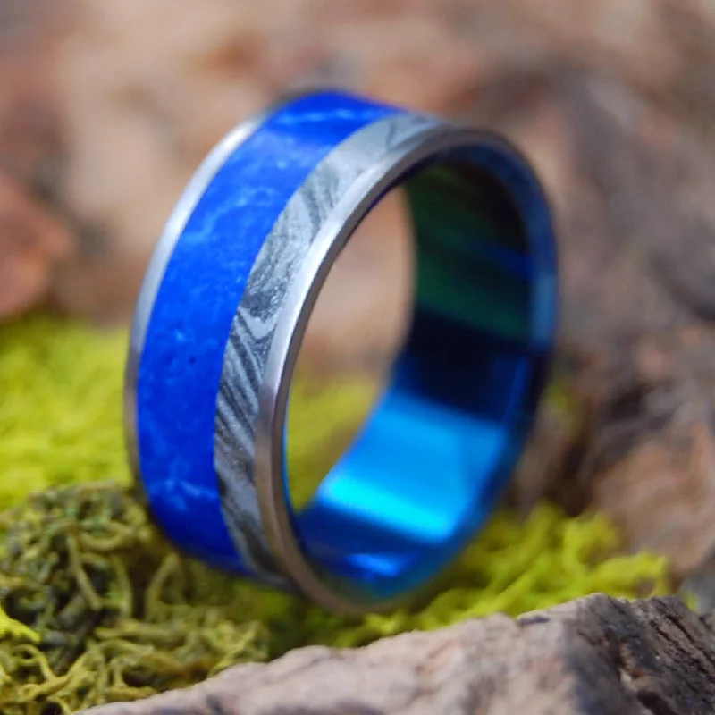 Sodalite Burst | Men's Sodalite Stone & Silver Wedding Ring