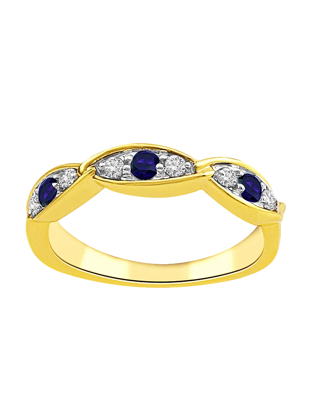 Sapphire Ring - 10ct Yellow Gold Sapphire & Diamond Ring - 787985