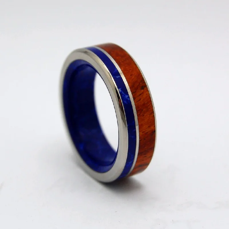 By The Lake | Men's Amboyna Burl Wood, Sodalite Stone & Titanium Wedding Ring