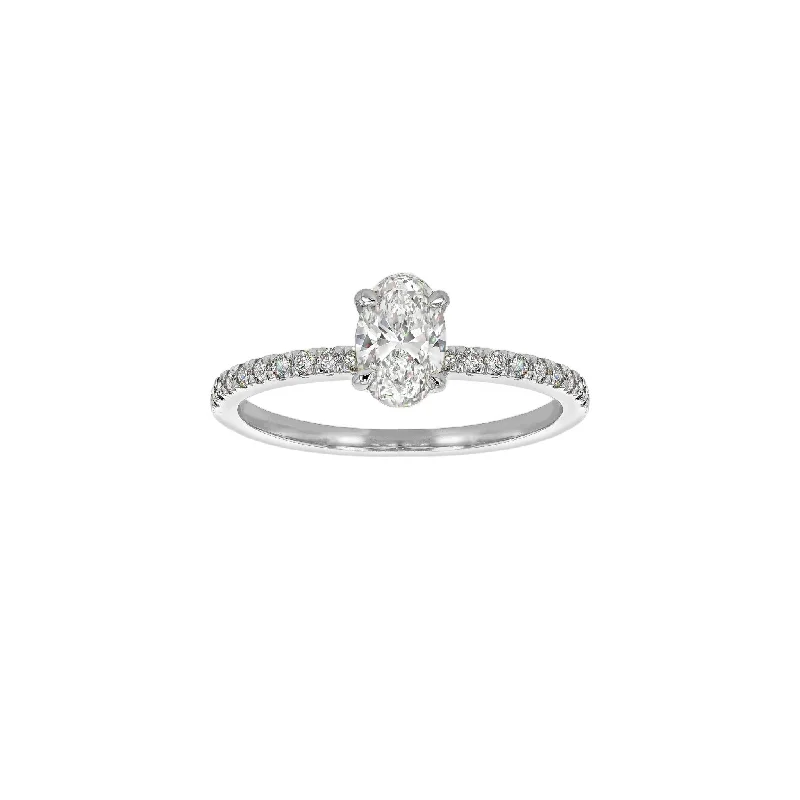 Lena Diamond Ring - 18K White Gold - Size K 1/2 - 0.77ct Lab Grown Oval Diamond