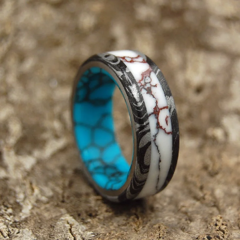 Texas Fire | Men's Turquoise Stone, Jasper Stone & Titanium Wedding Ring