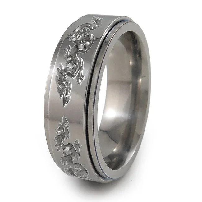 Dragons  Titanium Fidget Ring | Natural + Color