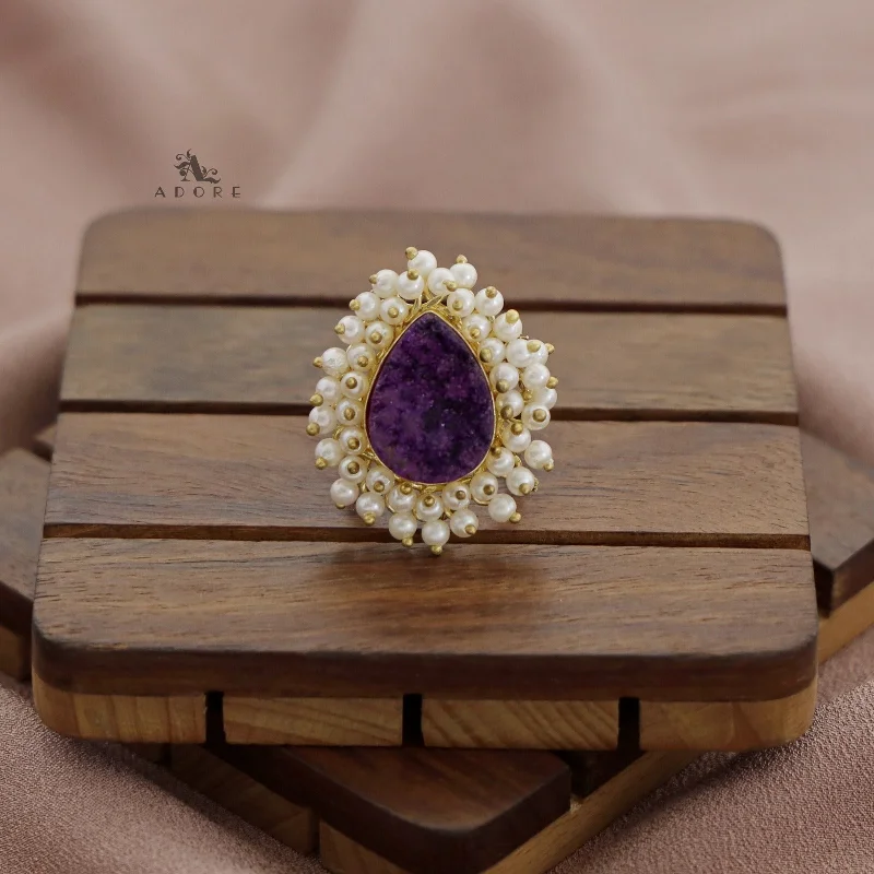 Sahara Cluster Pearl Druzy Stone Ring (Colour Option)