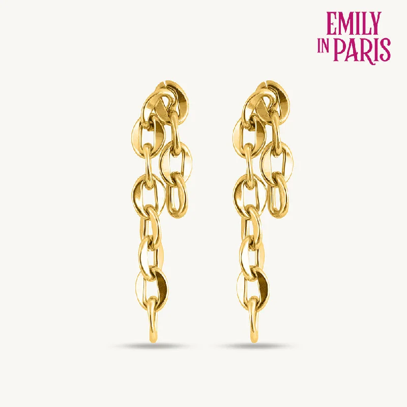 Dangling Gold Chain Drop Earrings