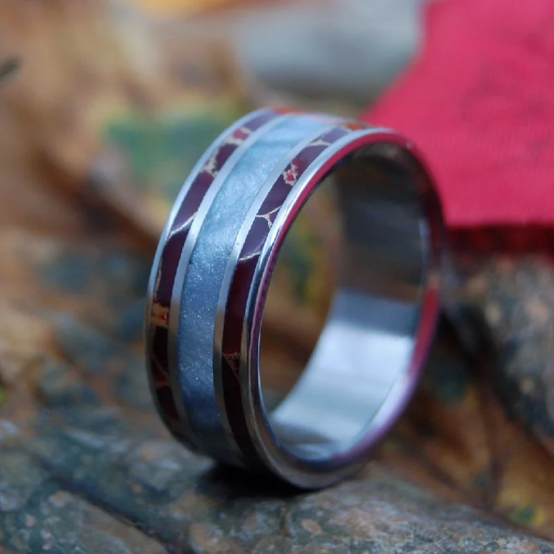 Trust Me | Men's Gray Resin, Red Jasper & Titanium Wedding Ring