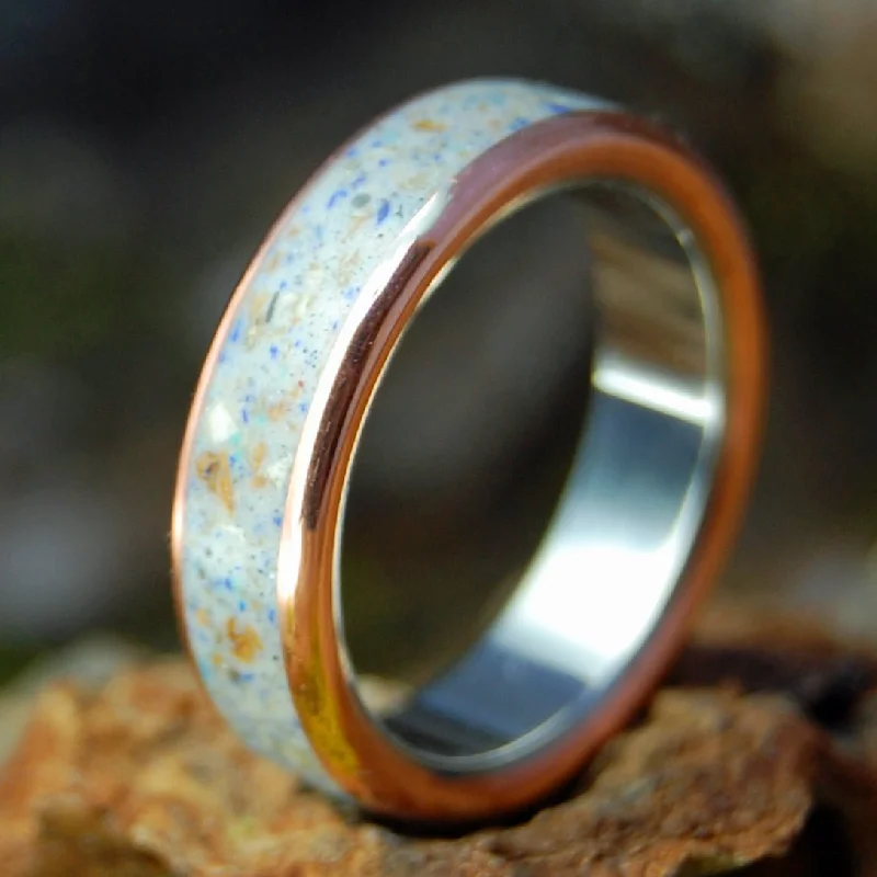 Matera Italy Stone | Men's Italian Crushed Stones, Copper & Titanium Wedding Ring