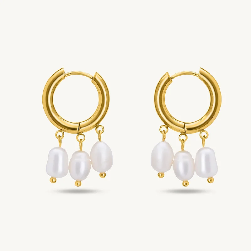 Simple Pearl Hoop Earrings