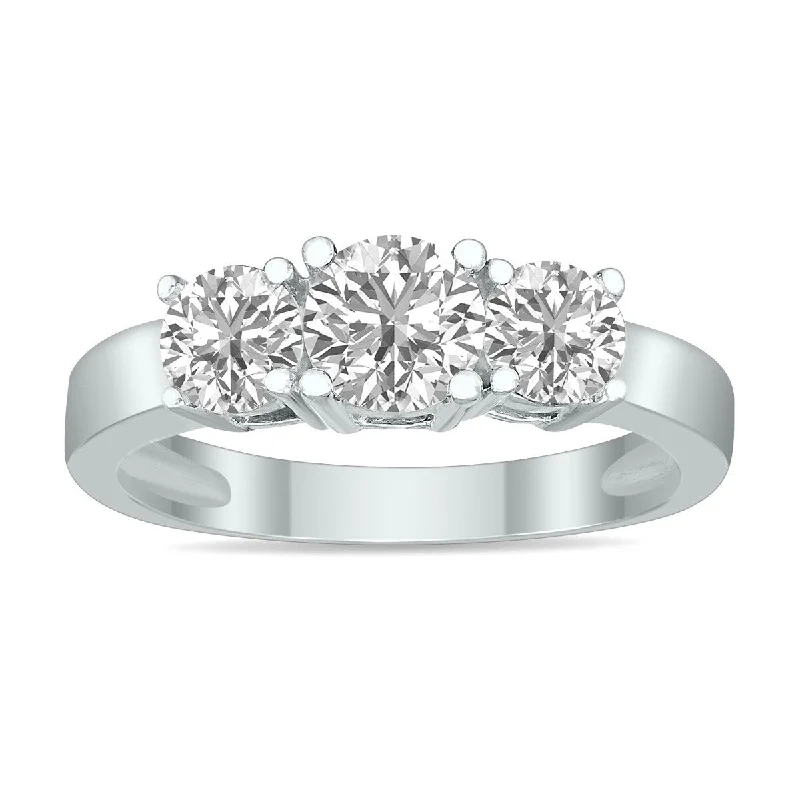 Marquee 1.50 CTW Three Stone Lab Grown Diamond Ring in 14K White Gold