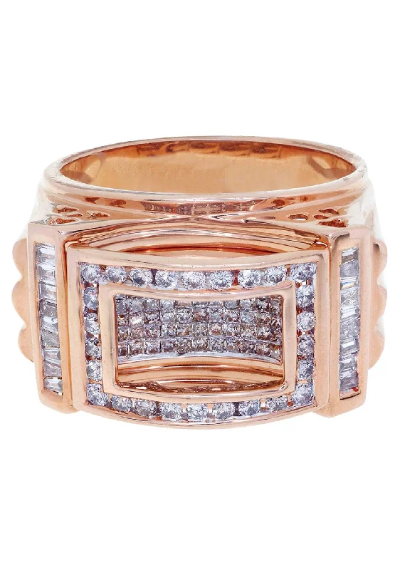 Rose Gold Mens Diamond Ring / Pinky Diamond Ring| 1.3 Carats