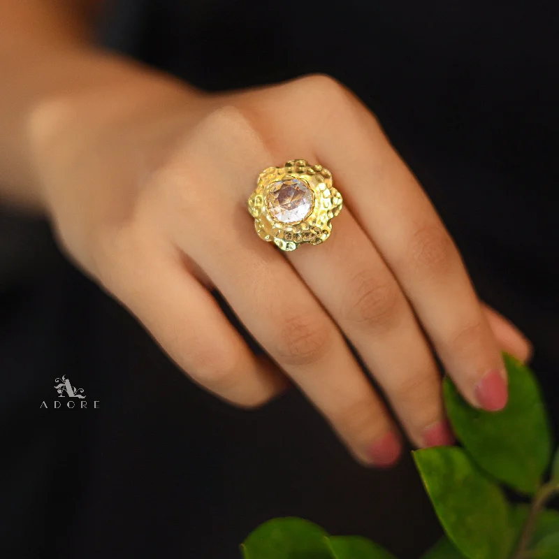 Hammered Flower Textured Ring