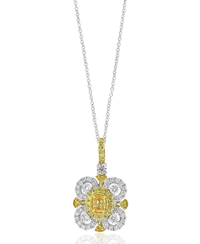 Yellow and White Diamond Pendant in 18k Gold