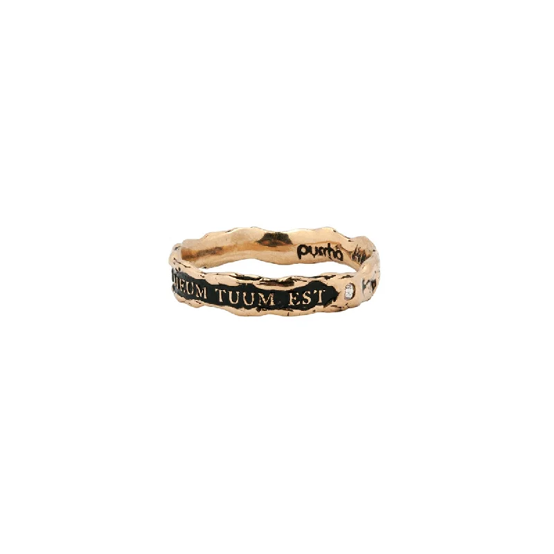 My Heart Is Yours Narrow 14K Gold Stone Set Textured Band Ring