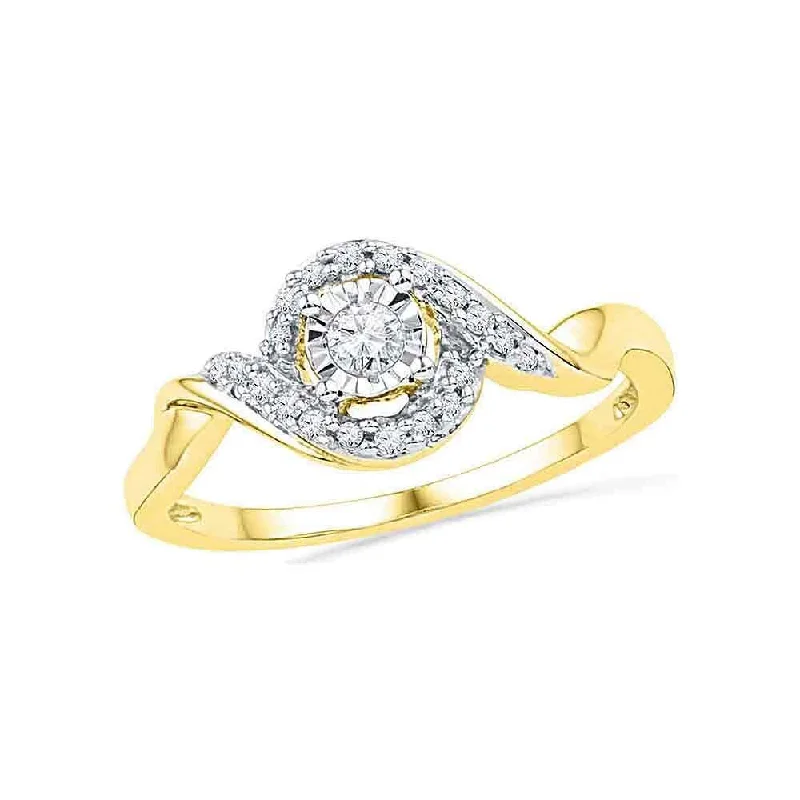 10k Yellow Gold Womens Round Diamond Solitaire Twist Promise Ring (1/6 Cttw, G-H Color, I2-I3 Clarity)