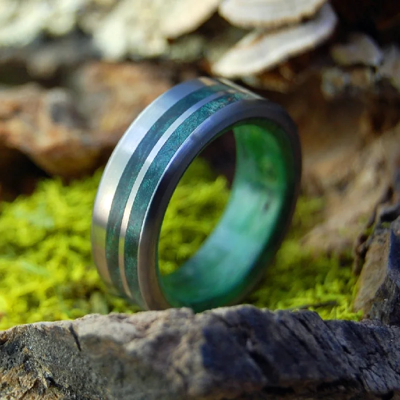 Green Lush Love | Men's Green Box Elder, Green Maple & Titanium Wedding Ring