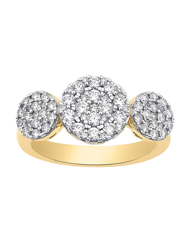 Diamond Ring - 10ct Yellow Gold Diamond Set Trio Dress Ring - 784080