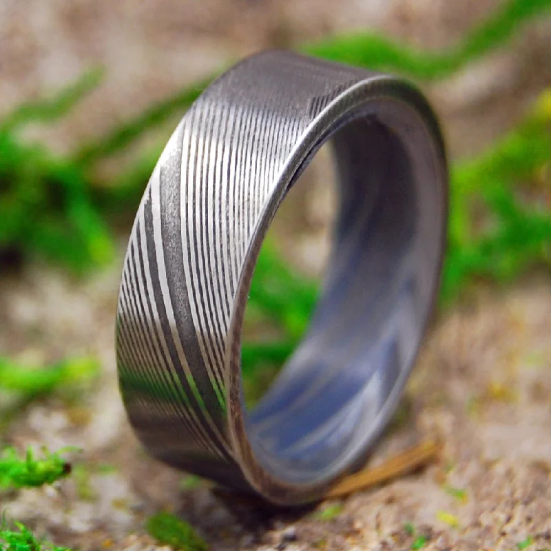 The Guardian | Men's Damasteel Damascus Steel & Titanium Wedding Ring