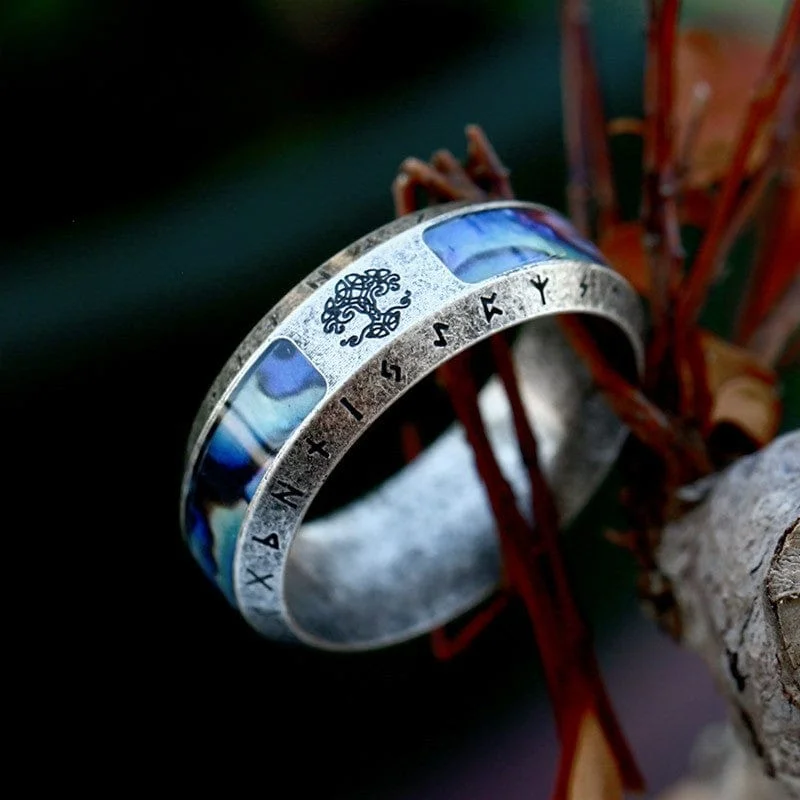 Men's Punk Life Tree Letter Ring