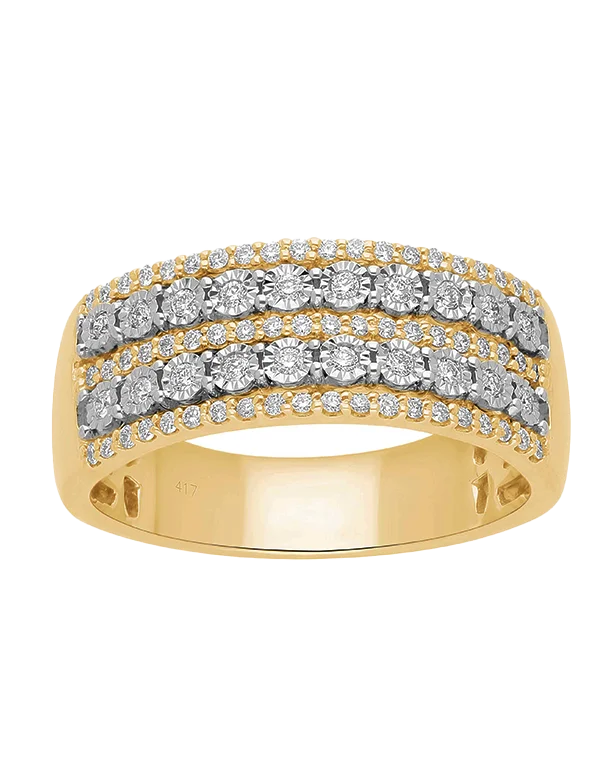 Diamond Ring - 10ct Yellow Gold Diamond Set Ring - 784320