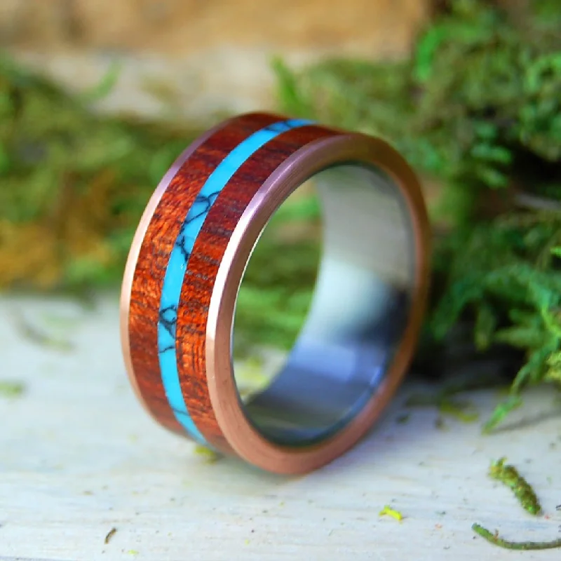 Arizona Blood | Men's Bloodwood, Turquoise, Copper & Titanium Wedding Ring