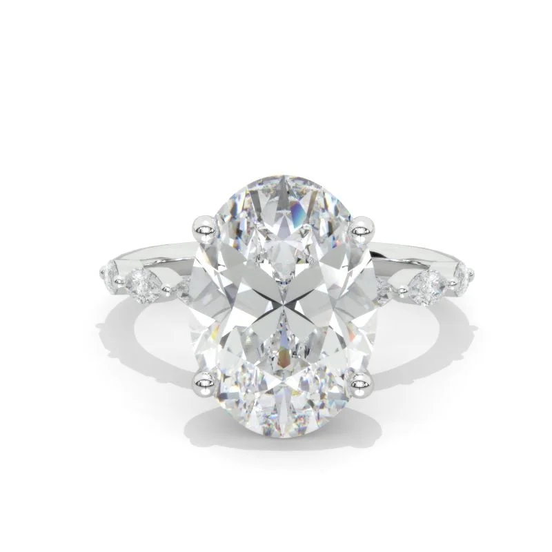 3 Carat Oval Shaped Giliarto Moissanite White Gold Engagement Ring