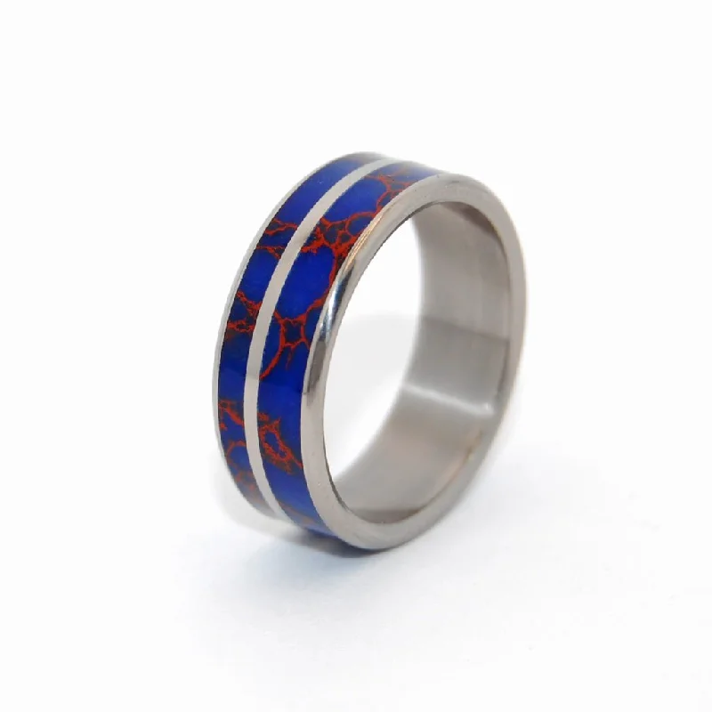 Blue Desire | Men's Blue Jasper Stone, Red Jasper Stone & Titanium Wedding Ring