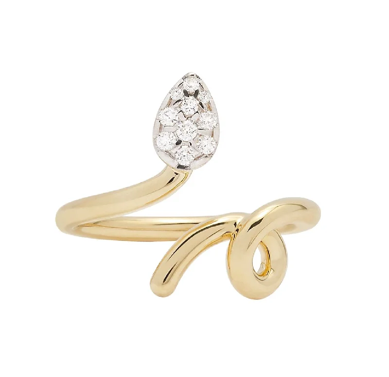 Baby Vine Pave 9K Gold Ring w. Diamonds 13ct