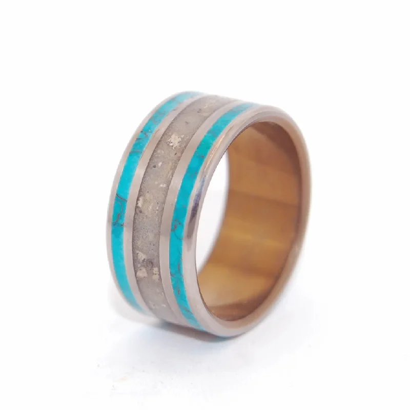 Sea Of Galilee | Men's Israel Beach Sand, Chrysocolla Stone & Titanium Wedding Ring