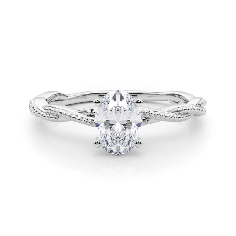 Anastasia Twisted Vine Oval Diamond Solitaire Engagement Ring