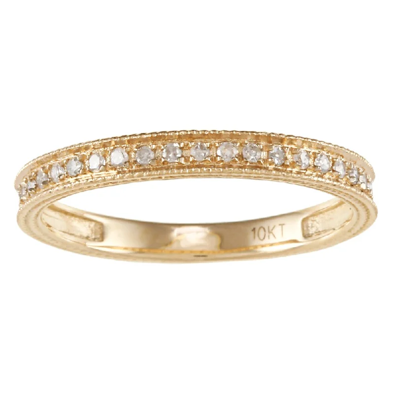 10k Yellow Gold 1/6ct TDW Engraved Diamond Band (G-H, I1-I2)