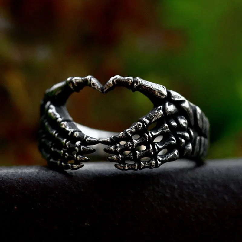 Men's Punk Heart Skeleton Ring