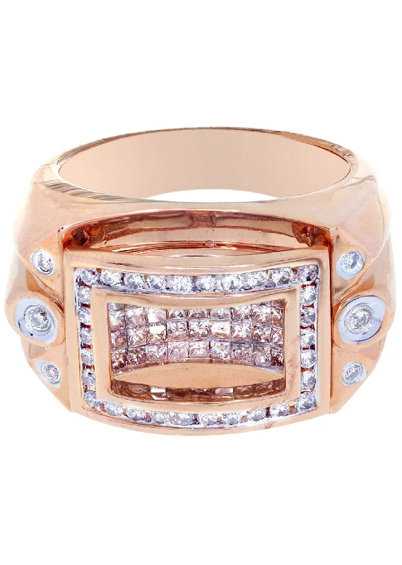 Rose Gold Mens Diamond Ring / Pinky Diamond Ring| 1.23 Carats