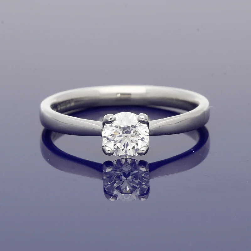 Platinum 0.50ct Certificated Round Brilliant Cut Diamond Solitaire Ring 