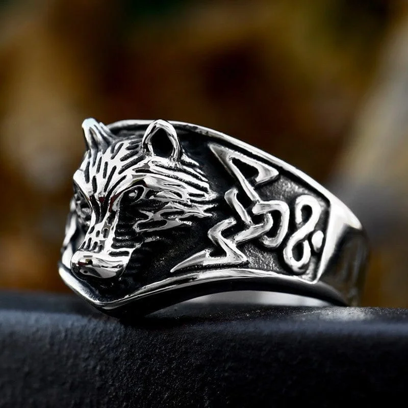 Men's Punk Wolf's Head Ring