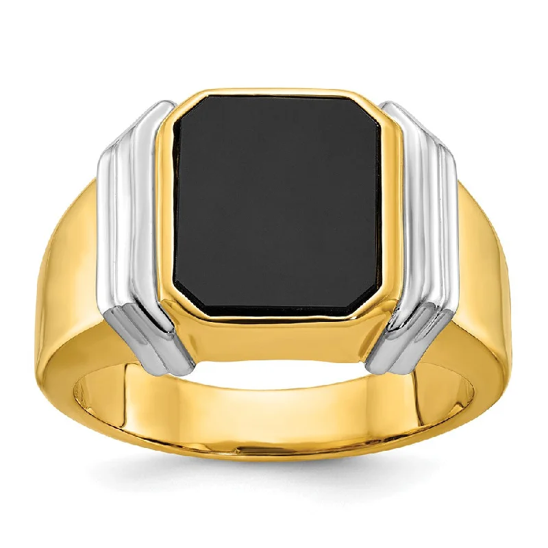 10K Two-Tone Gold IBGoodman Men's Onyx Complete Ring