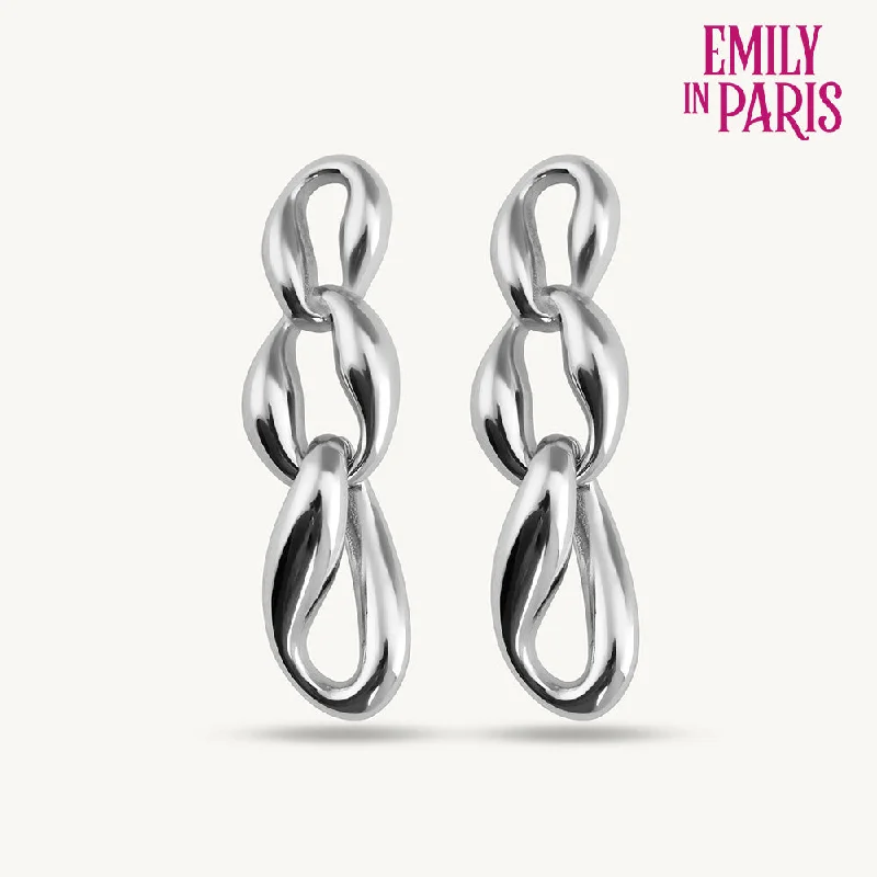 Linked Silver Chain Drop Earrings