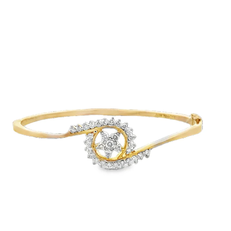 Diamond Spiral Bangle Bracelet in 18k Yellow Gold