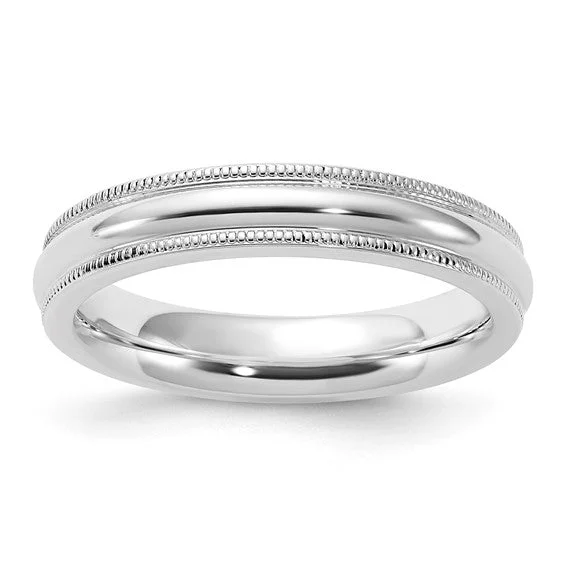 Sterling Silver 4mm Milgrain Comfort Fit Wedding Band