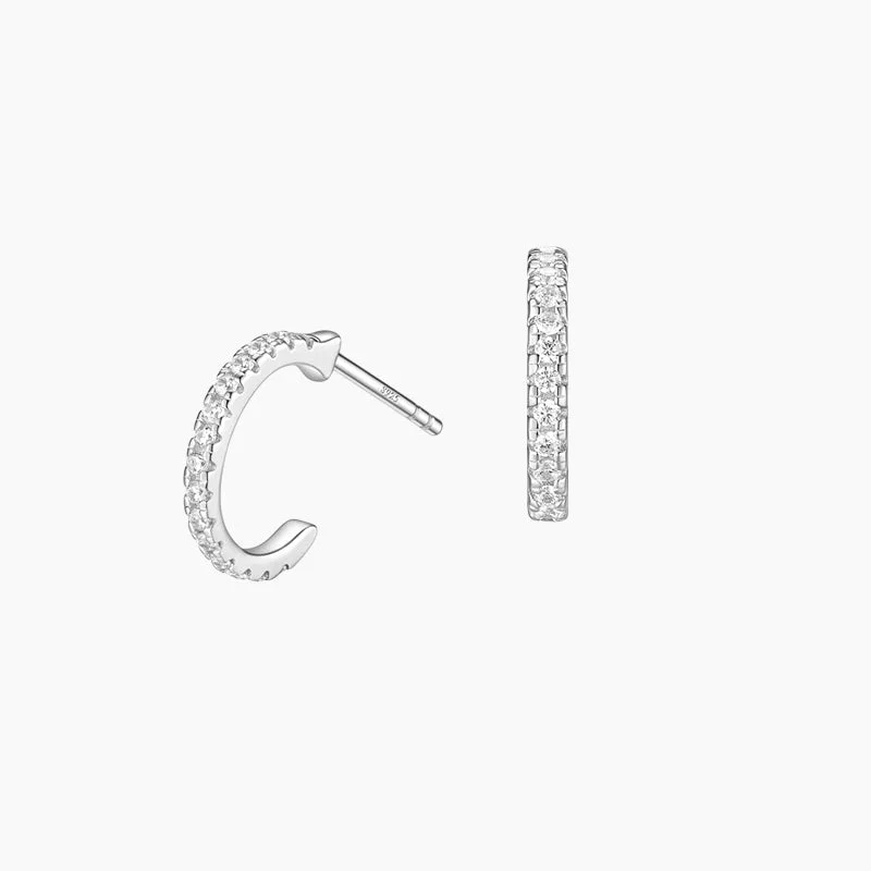 Sterling Silver Stud Huggie Hoop Earrings