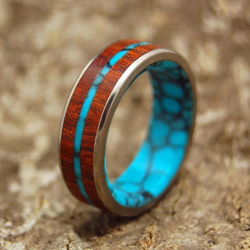 In The Midst Of The Waters | Men's Bloodwood, Turquoise & Titanium Wedding Ring