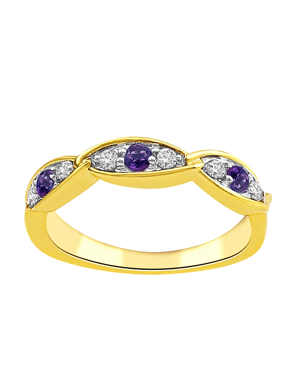 Amethyst Ring - 10ct Yellow Gold Amethyst & Diamond Ring - 787982